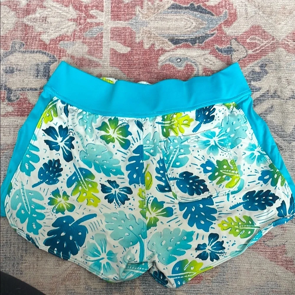 REI Kids Tropical Blue and Green Board Swim Shorts